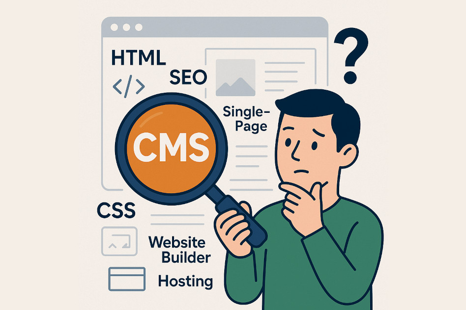 Illustration zum Thema CMS und Web‑Begriffe